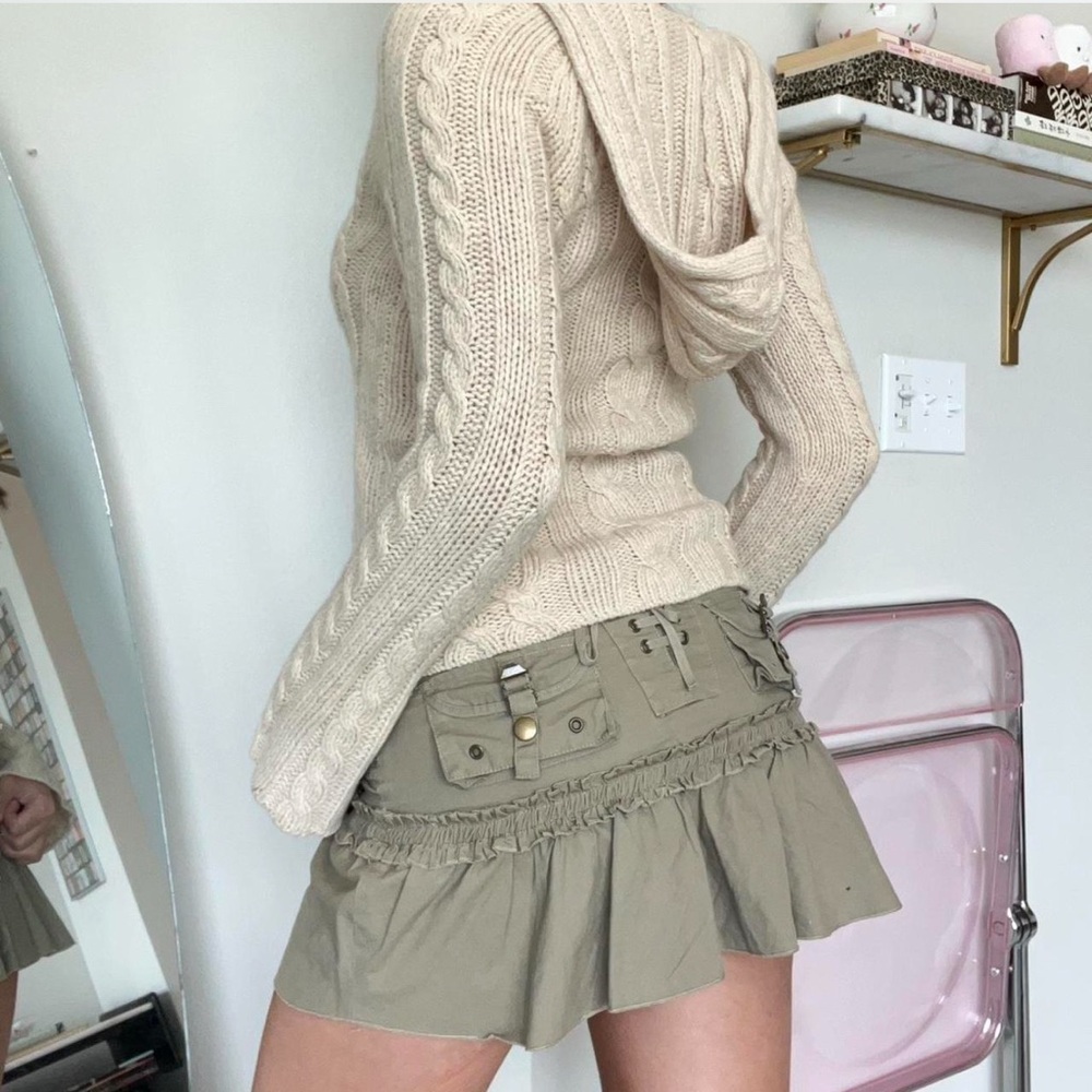 American Eagle Outfitters Cream Cable Knit Sweater